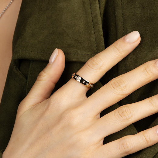 APM MonacoLOVE Morse Code Ring Simple and Elegant Fashionable Romantic Birthday and Holiday Gift Gold 48