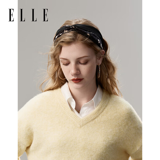 ELLE French retro printed headband women's wide-brimmed high-ceiling hairpin headwear high-end outer wear face wash