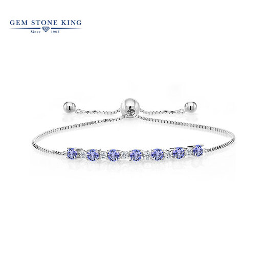 GEM STONE KING 1.2 carat tanzanite bracelet for women 925 silver adjustable full diamond colorful jewelry as a birthday gift for girlfriend