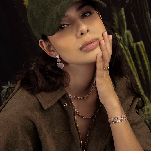 APM Monaco pink mother-of-pearl heart-connected adjustable bracelet couple silver bracelet fashion gift for girlfriend