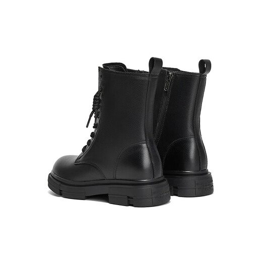 Senda Martin boots women's shopping mall same style cowhide mid-calf leather boots XEC01DZ4 black velvet lining 35