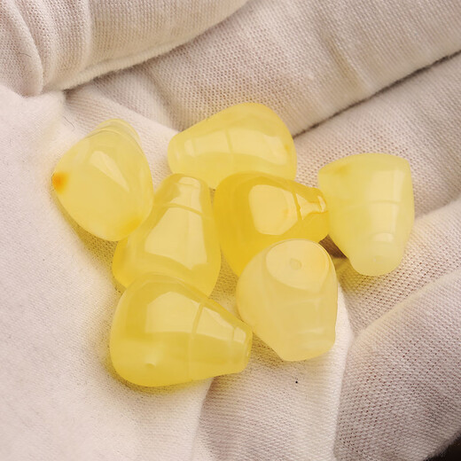 Yanyun jewelry raw mineral natural beeswax three-way single bead loose bead bracelet amber beads DIY small boutique pair of holes 11-12mm