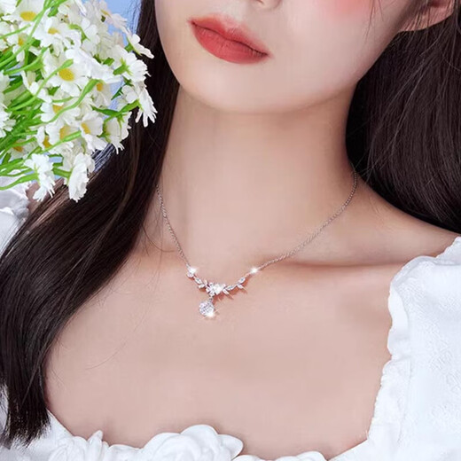 MZMZ platinum necklace for women pt950 platinum clavicle chain trendy decoration Valentine's Day birthday gift for girlfriend and wife local warehouse/next day delivery - light luxury wisteria flower necklace for women