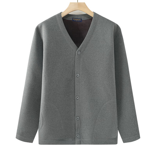 Fengxiao high-end middle-aged and elderly thermal underwear jacket men's tops three-layer quilted thickened large size cardigan stand collar