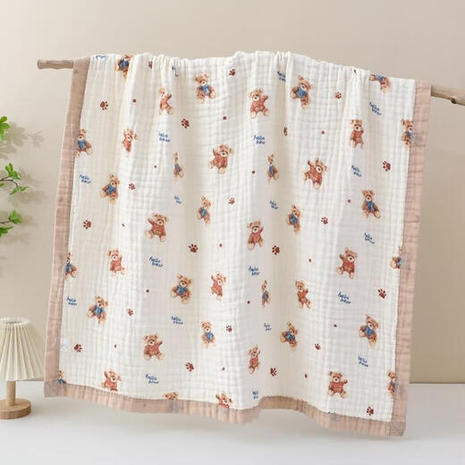 Baby baby gauze bath towel cover blanket pure cotton water-absorbent six-layer toddler bath towel children's winter super soft type A cotton 6-layer gauze wide edge drift bottle 110*110