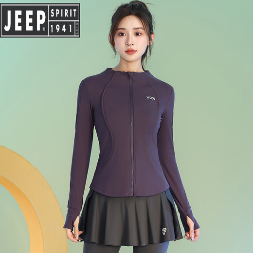 JEEP SPIRIT Outdoor Cycling Clothing Women's Autumn and Winter Gym Sports Jacket Yoga Wear Cardigan Zipper Quick-Dry Top Velvet Blue Jacket S