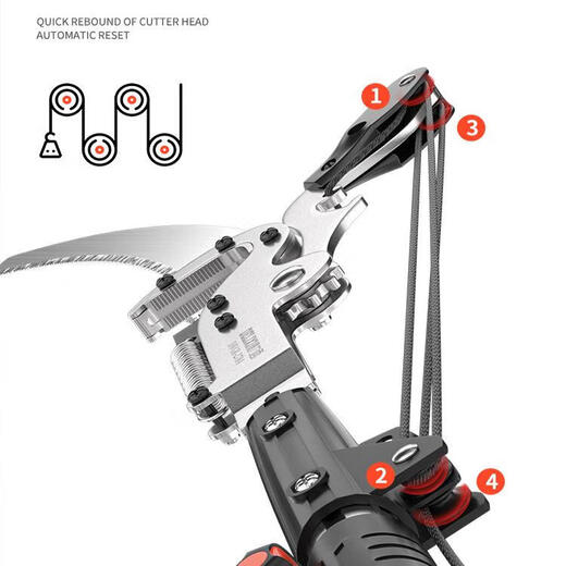 Complete German high-quality high-branch shears with telescopic pole and special scissors for high-altitude cutting of branches. Extended stainless steel high-branch sawing tool. Tyrannosaurus Rex 3 meters. Aviation aluminum pole can cut 40mm (+ pruning shears)
