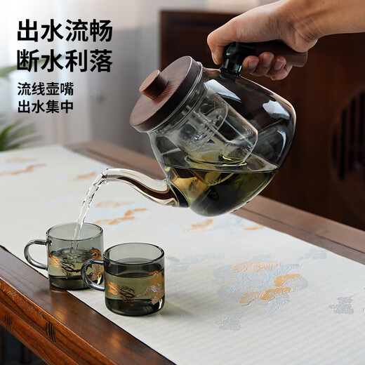 Full teapot set glass side handle kettle electric ceramic stove tea set 2025 new tea set kettle tea stove side handle Xianghe pot (Muqiu model) + SK-B11 electric ceramic stove