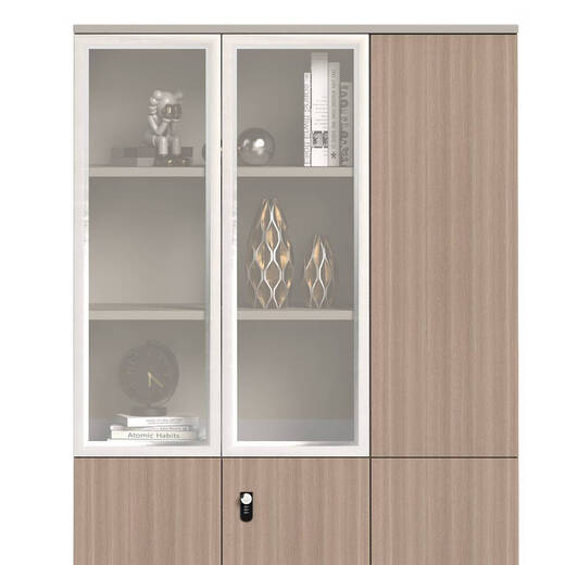 He Jiagong file cabinet wooden office cabinet furniture information file cabinet panel boss office back cabinet bookcase rack storage cabinet 2 meters background cabinet