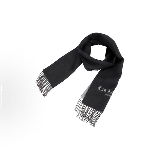 Coach Men's Wool Scarf Black Gray Logo Thick Unisex Scarf Double Sided Classic Logo Black/Gray Double Sided 76053 RI6