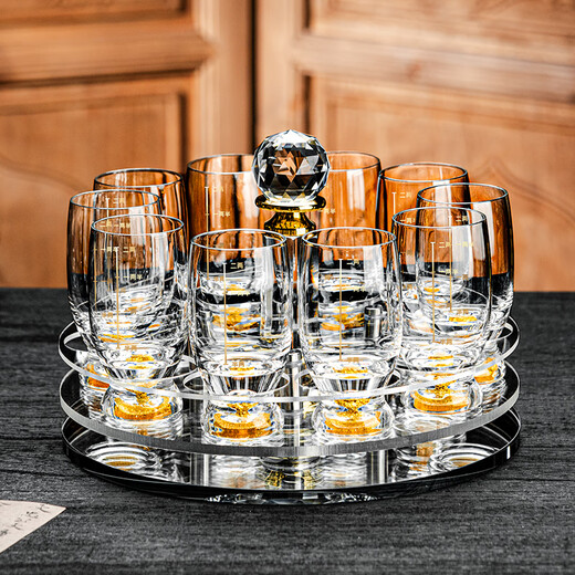 Yibaijia high-end household crystal glass liquor cup high-end gold foil spirits two or two cups beer glass storage set 2 pieces General gold foil two or two cups 100ml