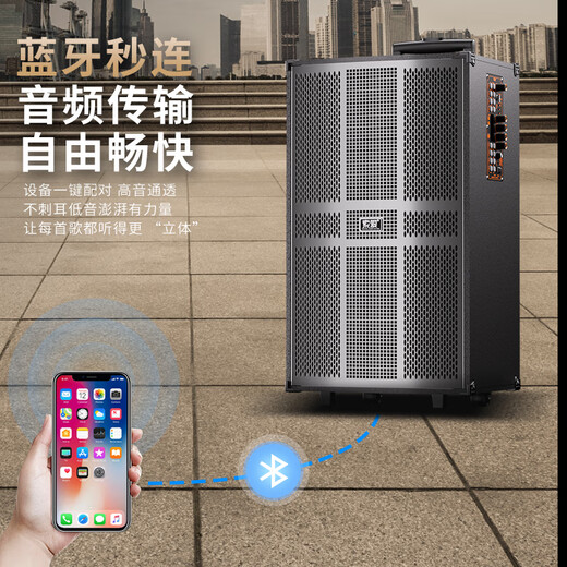 Sony Ericsson (soaiy) 15-inch square dance audio wooden high-power portable outdoor heavy bass Bluetooth karaoke special high-volume mobile trolley speaker outdoor performance dual microphone SA-1509