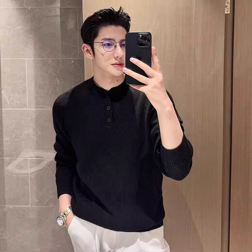 KAZUKI KURAISHI Kazuki Kuraishi business high-end stand-up collar sweater for men 2025 autumn new casual bottoming sweater gray M