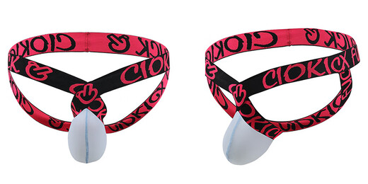 Sexy low-waist men's underwear ice silk JJ hip lift ring thong double thong E066 black M