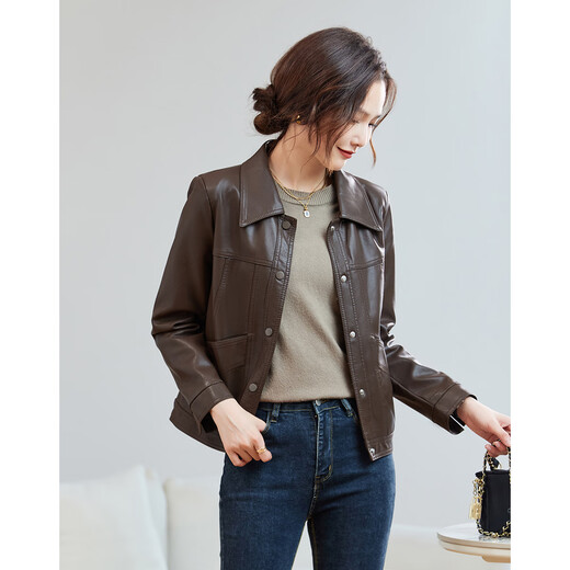 TERRE BLEUE Leather Jacket for Women 2025 Autumn New Loose Slim Small Design Single-breasted PU Leather Motorcycle Jacket