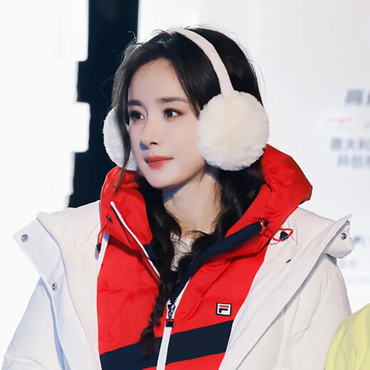 TUTORGOOSE Yang Mi's same style white plush earmuffs for women autumn and winter warm earmuffs Korean version sweet and cute ear warm ear bags trendy milk white [Yang Mi's same style]
