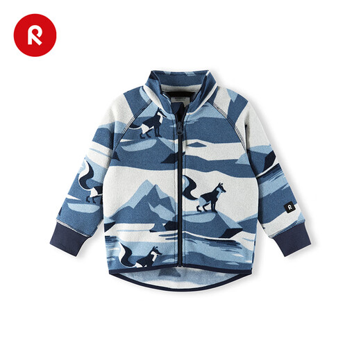 Reima Finland reima2025 new autumn and winter new products for boys and girls printed fleece warm and comfortable cardigan sweatshirt navy blue-6981 104 cm