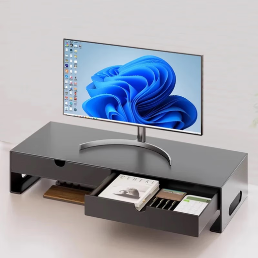 Zhuobo monitor elevated computer stand computer desktop storage rack with drawer storage rack CJ08 black metal 60cm