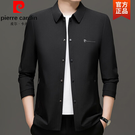 Pierre Cardin Men's Lapel Jacket 2025 Spring and Autumn New Business Casual Men's Wear Young and Middle-aged Slim Fit Versatile Jacket Men's Knitted Khaki (without logo) L recommended 120-135Jin Jin equals 0.5 kg