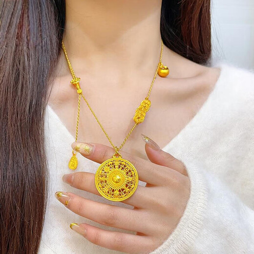 Pupan Lao Phoenix 999 Bengal Red Gold Jewelry Women's Necklace Sha Jin Fu Eight Treasures Compass Pendant Solid Fat A056 New Eight Treasures Compass + Qianlao Fengxiang Quality