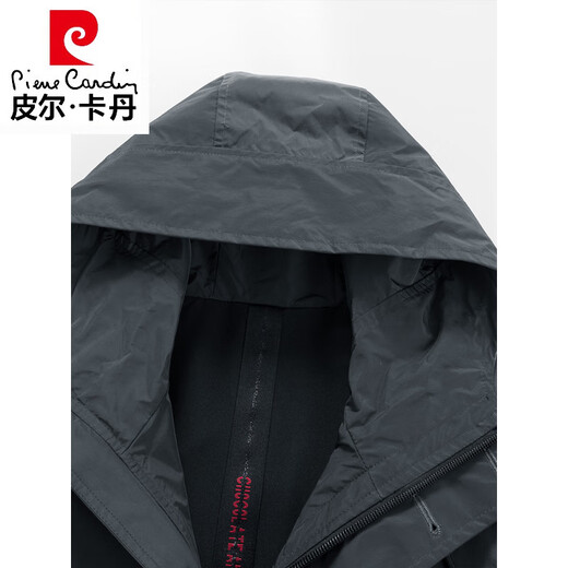 Pierre Cardin (pierre cardin) hooded windbreaker men's mid-length high-end brand coat light luxury men's 2026 spring and autumn coat cloak high-end gray M 170 recommended 100-120Jin Jin equals 0.5 kg