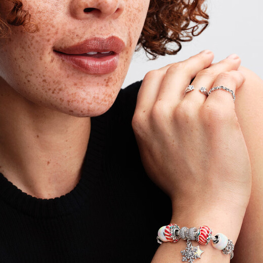 PANDORA New Product Crescent Ring with Cute and Complex Beading Craftsmanship as a Gift for Your Girlfriend Silver Inner Diameter 56mm