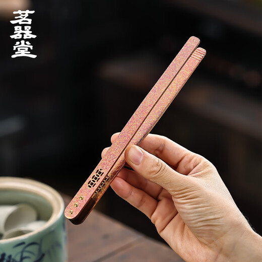 Mingqitang pure titanium tea clip tea cup clip tweezers anti-scalding tea cup clip tea ceremony six gentlemen kung fu tea set accessories pure titanium ice crystal tea clip - colorful