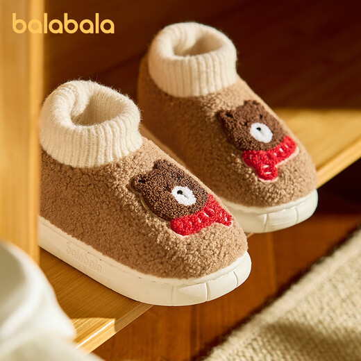 Balabala children's slippers cotton slippers boys cute girls indoor home children's bags and baby plush slippers