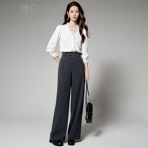 Late White New Product 2025 Autumn Style Elegant Shirt Fashion Lace Collar V-Neck Commuting Shirt Women White XL