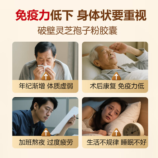 Lemei Broken Ganoderma Spore Powder Changbaishan Linzhi Paozhi Powder is rich in spore oil. Tonic for middle-aged and elderly people. Quarterly quantity. Broken Ganoderma Spore Powder Capsules 180 capsules * 3 boxes