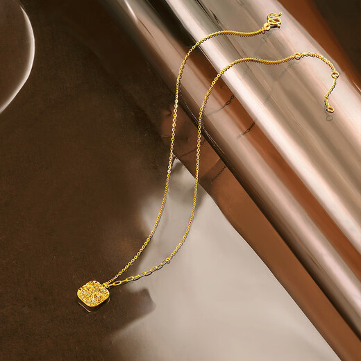 Saturday Fortune Sparkling Sugar Cube Gold Necklace Pendant Birthday Gift Price A0613172 Approximately 4.15g 40+5cm