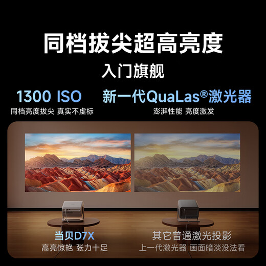 Dangbei D7X eye-protecting three-color laser projector home thin and light high-definition projector home theater national subsidy 20% (1300 ISO first-level energy efficiency)