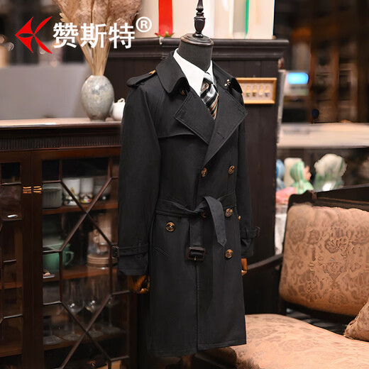 ZASTER Japanese luxury brand trench coat autumn and winter men's mid-length European and American business coat British style casual coat khaki high-end gift box L