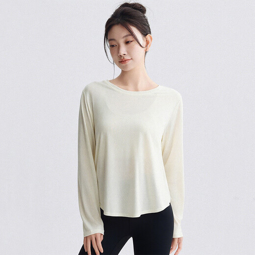 Yu Hee Hee Beautiful long-sleeved yoga wear Pilates suit three-piece cross-beautiful back blouse training and running sports suit white top + black pants M (100-110Jin Jin equals 0.5 kg)