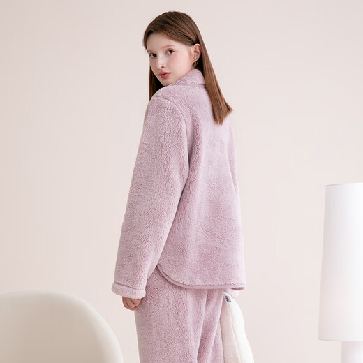 Fenton pajamas for women double-sided warm velvet anti-static 2025 new warm lapel cardigan loose couple home wear