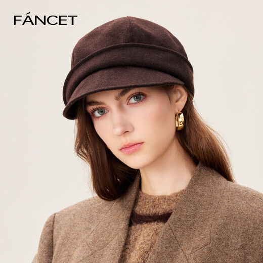 FANCET Hat Women's Autumn and Winter Style Elegant Beret Simple Temperament Showing Face Little Fisherman Hat Warm Peaked Hat for Mom