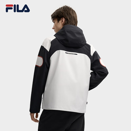 FILA ORIGINALE Fashionable Casual Sports Waterproof and Anti-fouling Loose Hooded Woven Jacket Men's Genuine Black S