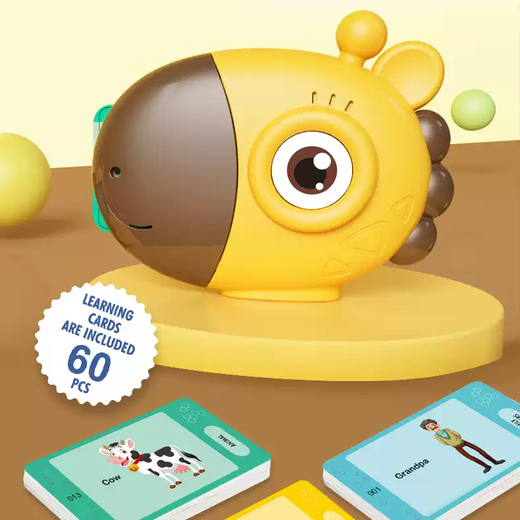 妙普乐外贸热供长颈鹿读卡机儿童早教机启智英文卡片学习机点读笔玩具 黄