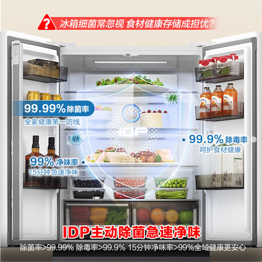 Rongsheng 501proIDP deodorizing French multi-door refrigerator dual-system dual-cycle refrigerator ultra-thin flat-mounted active sterilization first-level energy efficiency air-cooled frost-free national subsidy 501L dual system sterilization and deodorizing-BCD-501WD3MPZ