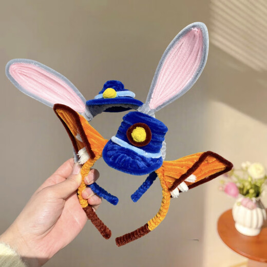 Timo Judy Rabbit Police Officer Twist Stick Headband Ears Nick Fox Hairband Hairpin Crazy Zootopia Amusement Park Photoshoot Judy Rabbit Ears A23-206