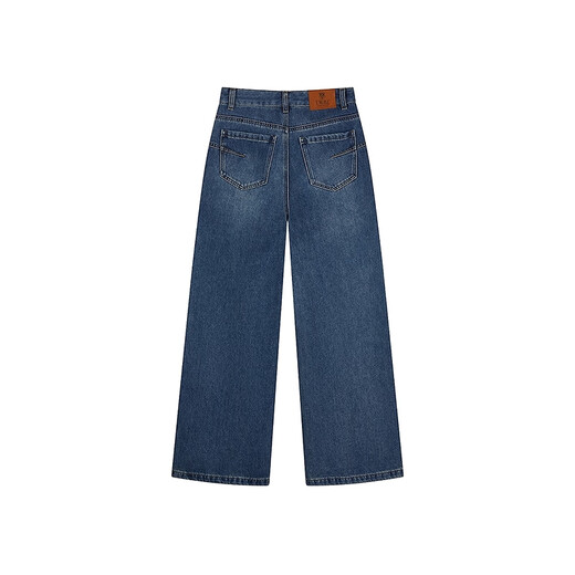 Teenie Weenie Bear Damen Jeans 2025 Herbst Neue Retro Mode einfache lockere Hose Dunkelblau M.