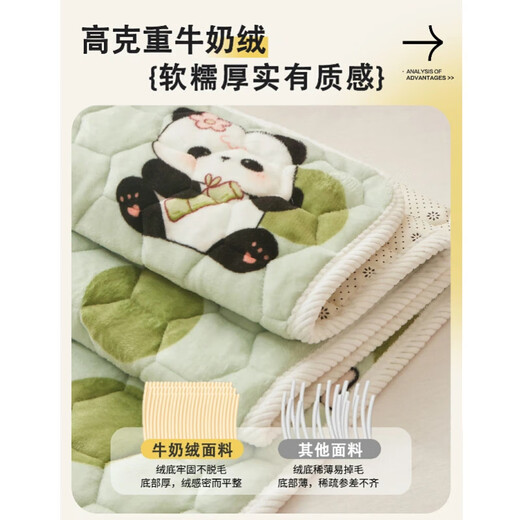 Yalu children's milk velvet quilted mattress mattress, special Simmons mattress for kindergarten nap, student dormitory single bed LUCKY Panda, available for children, soft and comfortable, two-piece dormitory set 80*200cm mattress + one pillowcase