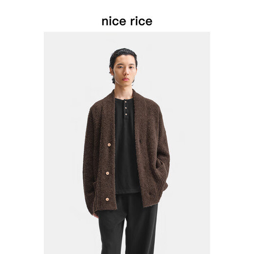 Nice rice 25 winter new sheep wool blended loose wool woolen cardigan NHD05014 brown L