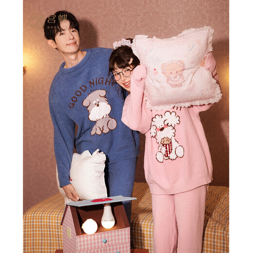 Gongdie thermal storage type miiiiichan couple pajamas for women, half velvet autumn and winter soft home clothes for men