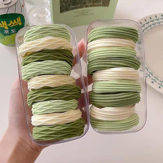 Hesiyu Seamless Matcha Green Hair Tie High Elasticity Rubber Band Hair Ins Headband Ponytail Thickened Matcha Green Mix and Match 10