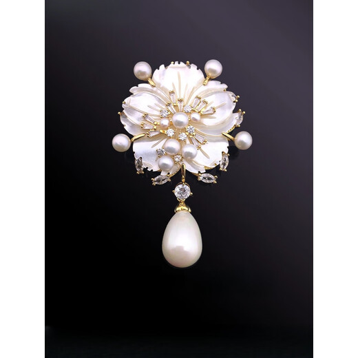 SNQP golden cherry blossom brooch corsage brooch women's accessories Korean style simple white gift box