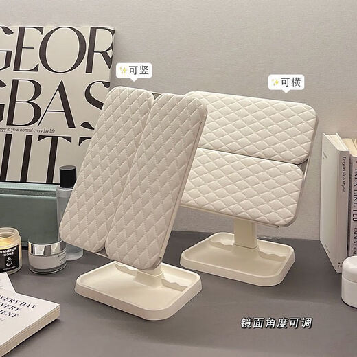 Ennai LED makeup mirror desktop with light folding magnification Internet celebrity dormitory desktop beauty bedroom dressing mirror for women exclusive version three-color light + charging use