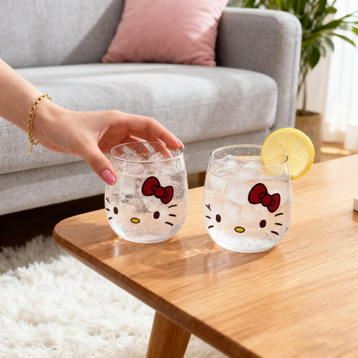 Kitty glass water cup cute milk cup cinnamon dog glass cup female high-looking Sanrio cute water cup KT cat