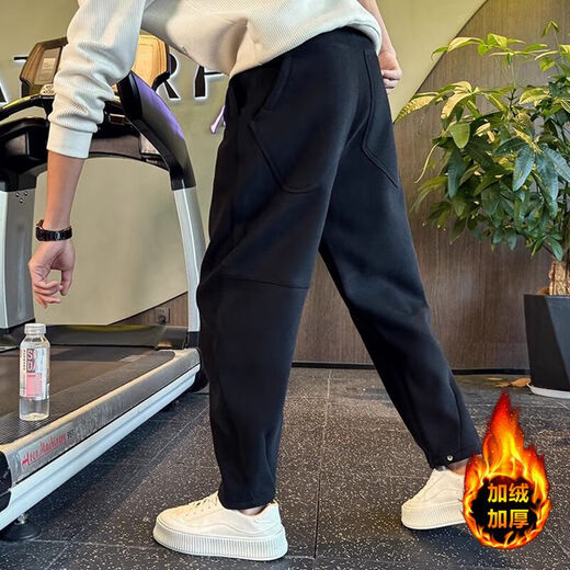 Kuraishi Kazuki trendy brand straight sweatpants men's autumn and winter new thickened warm solid color handsome casual sports pants Paris Gray XL