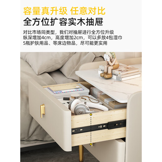 Yimo Nachttisch aus massivem Holz, Schlafzimmer, modernes Zuhause, einfach, 2025, neuer leichter Luxus, kleiner Nachttisch, Aufbewahrungsschrank, Gold 45